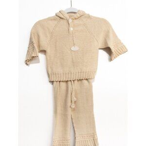 Empress Baby Girls Ivory Cotton Sweater & Pants Solid Tight Knit Outfit 3T